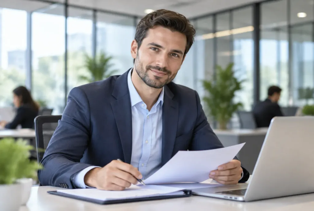 Corporate Portrait of Professional at Modern Desk