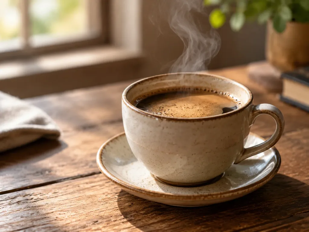 Steaming Cup of Hot Coffee