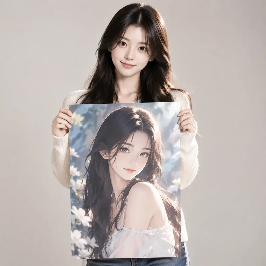 ภาพพอร์ตเทรตในสตูดิโอถือโปสเตอร์ภาพวาดตัวเอง