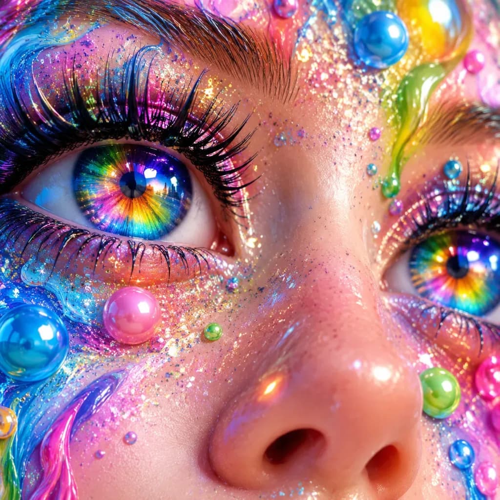 Surreal Macro Eye Portrait with Melted Paint