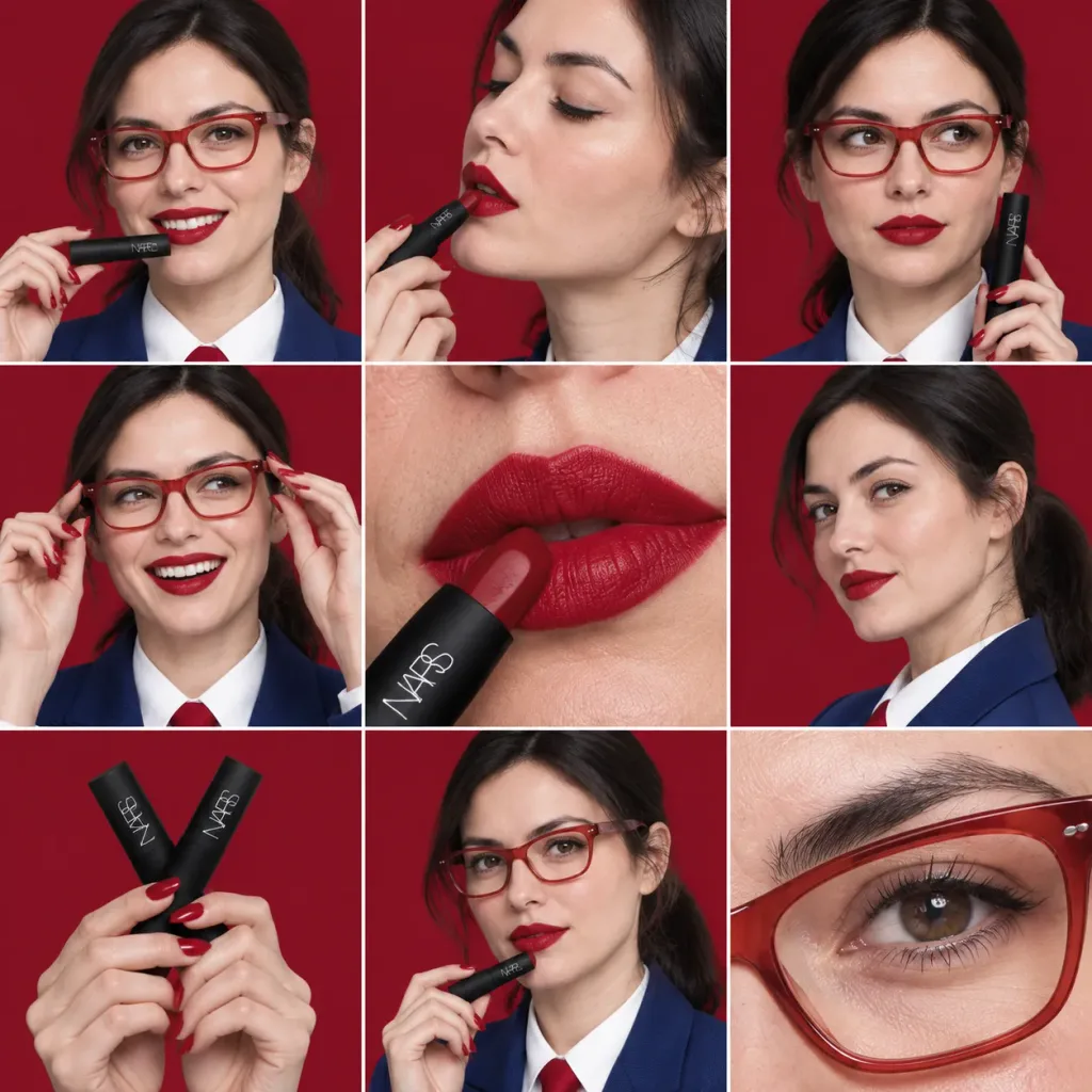 Red Lipstick Beauty Campaign Nine Panel Grid