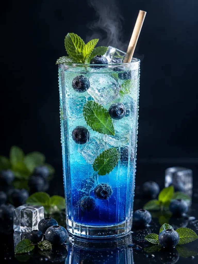 Blueberry Mint Iced Drink Commercial Studio Shot