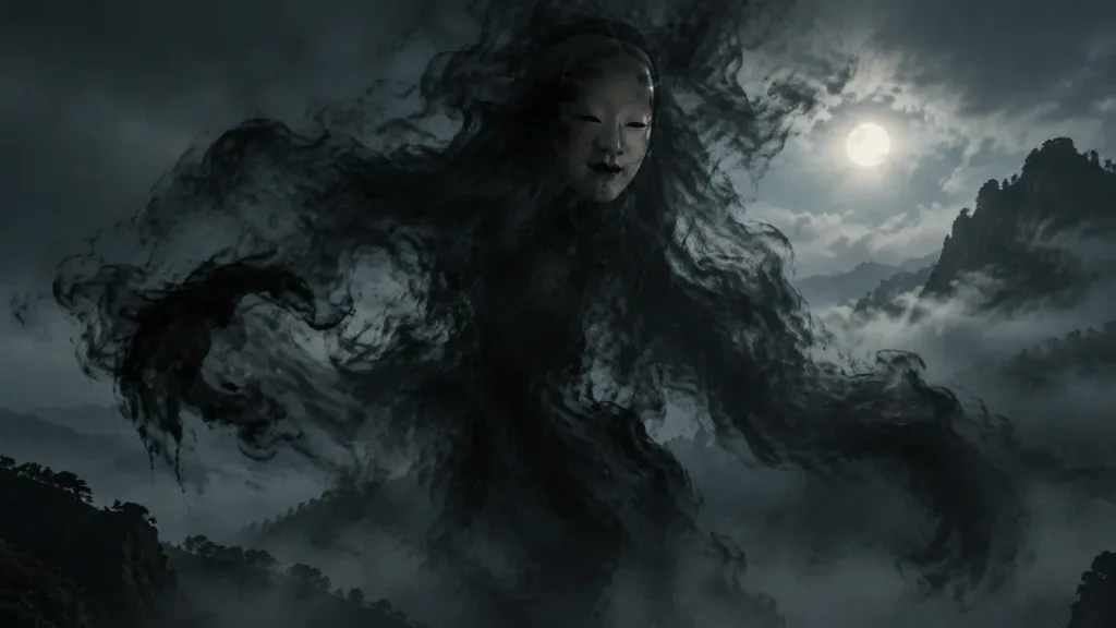 Gigantic Mist Entity with Noh Mask