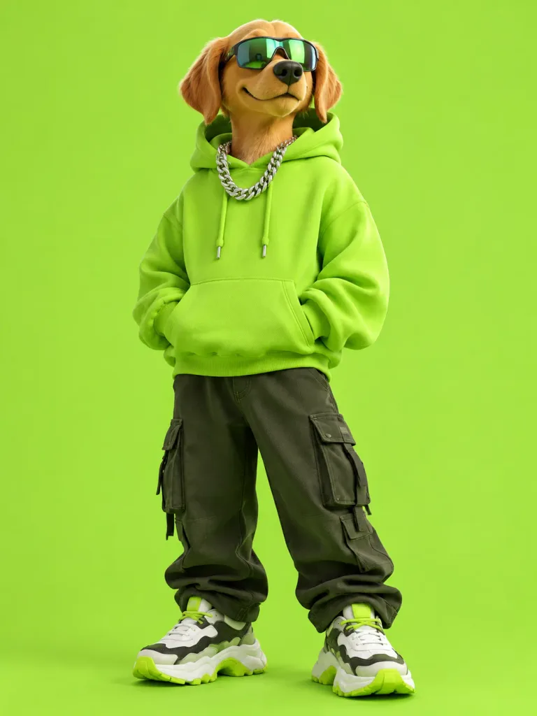 Postać Psa 3D w Stylu Streetwear
