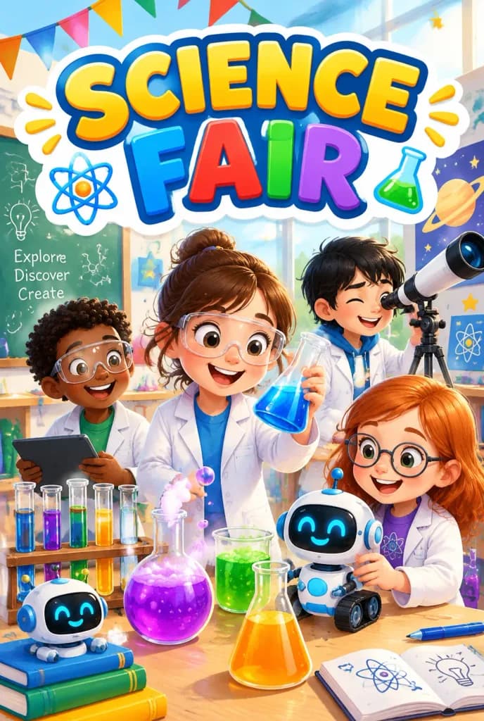 Children's Science Fair Cartoon Poster