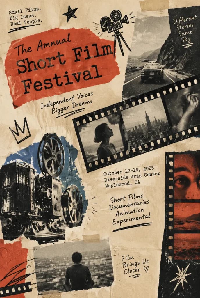 Poster Collage per Festival di Cortometraggi Indie