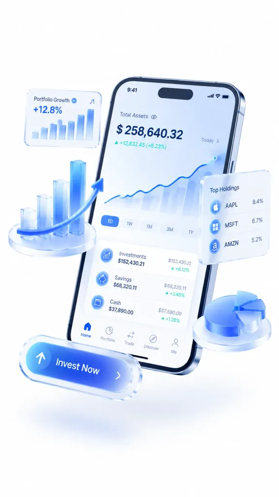 3D 금융 앱 모바일 UI 디자인