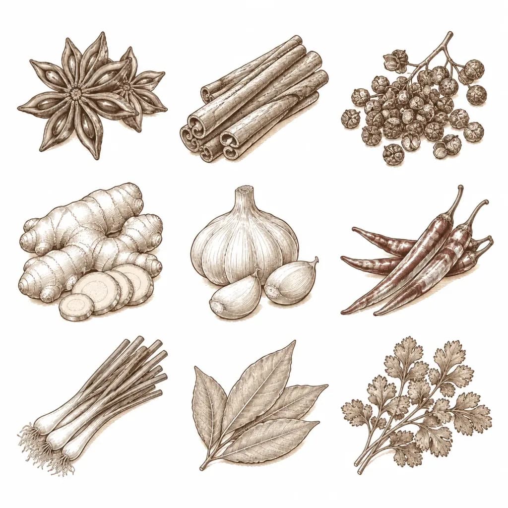Incisione Calcografica di Erbe Aromatiche Cinesi