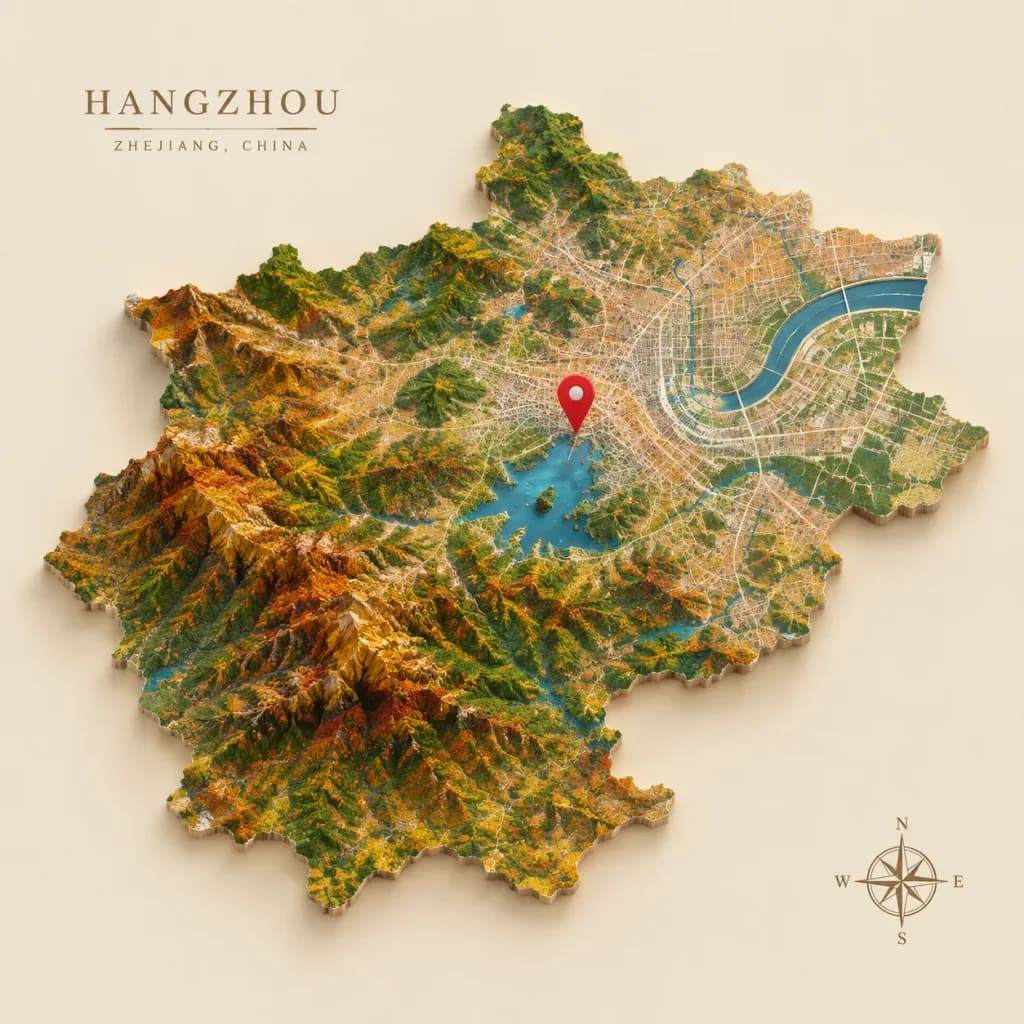 Autumn Topographical Map of Hangzhou
