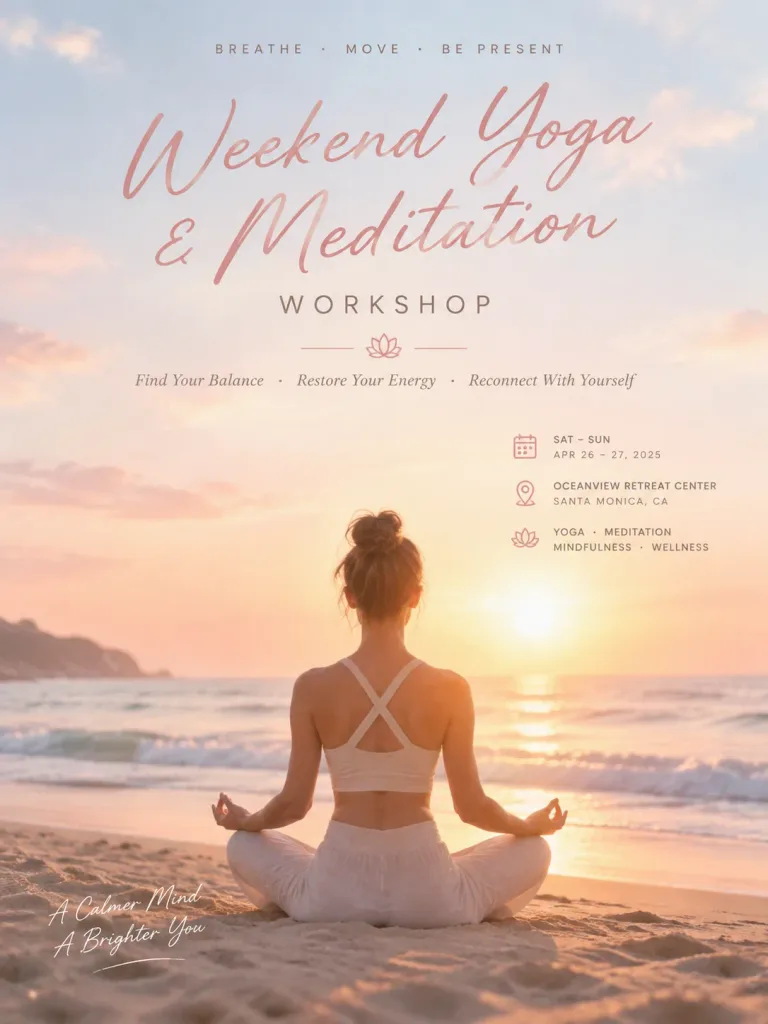 Sunrise Beach Yoga Workshop Poster