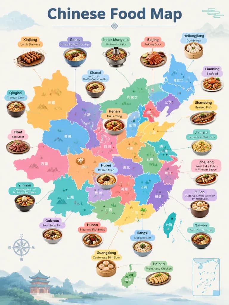 Chinese Food Map Infographic Poster