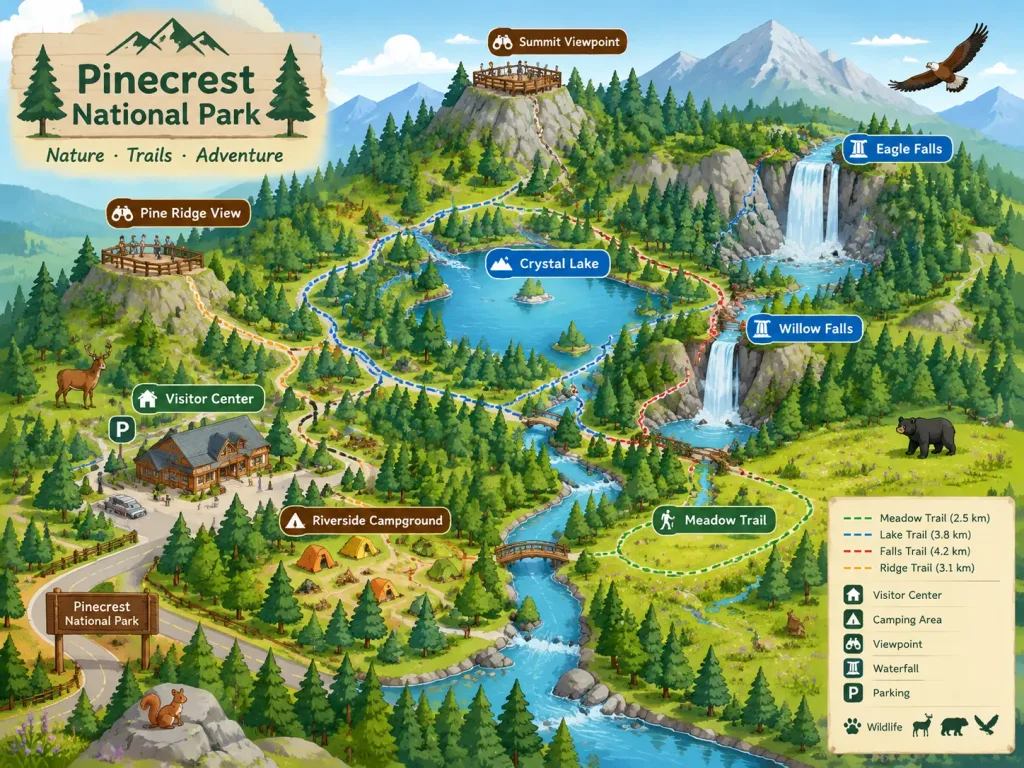 Isometric Illustrated National Park Map