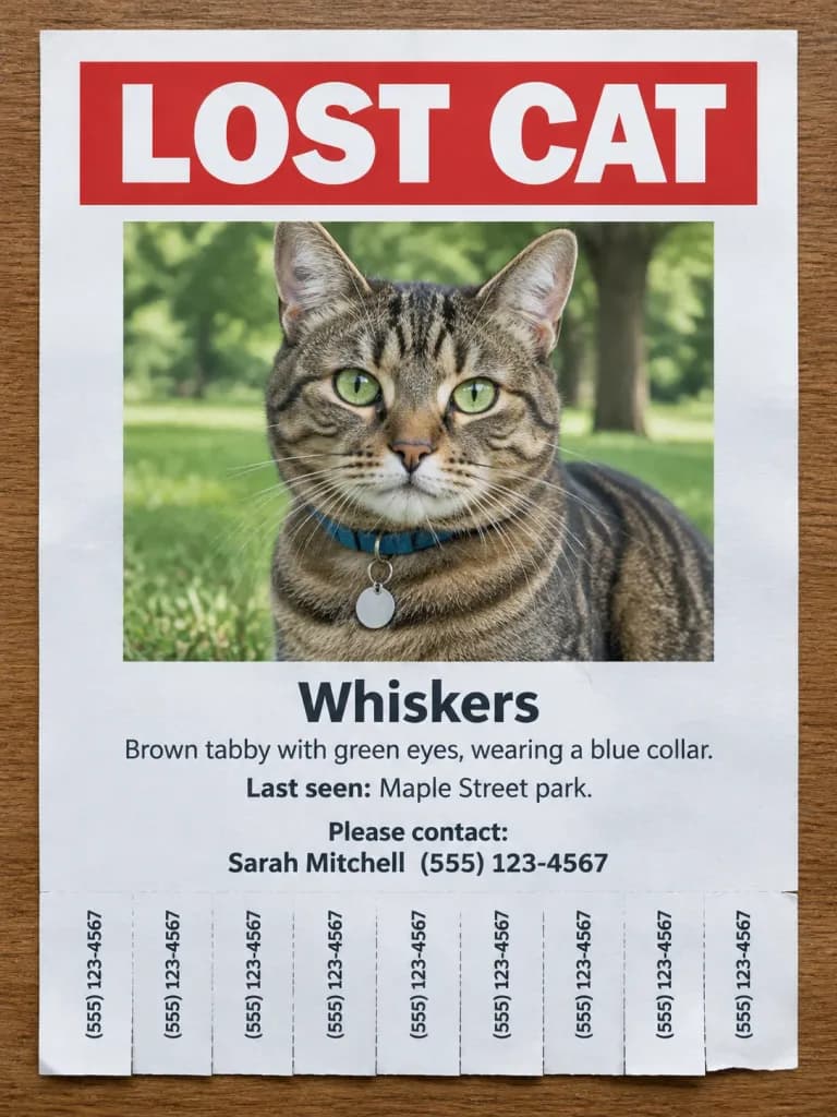 Practical Missing Cat Notice Flyer