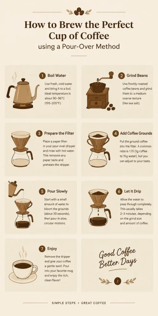 Pour-Over Coffee Brewing Infographic