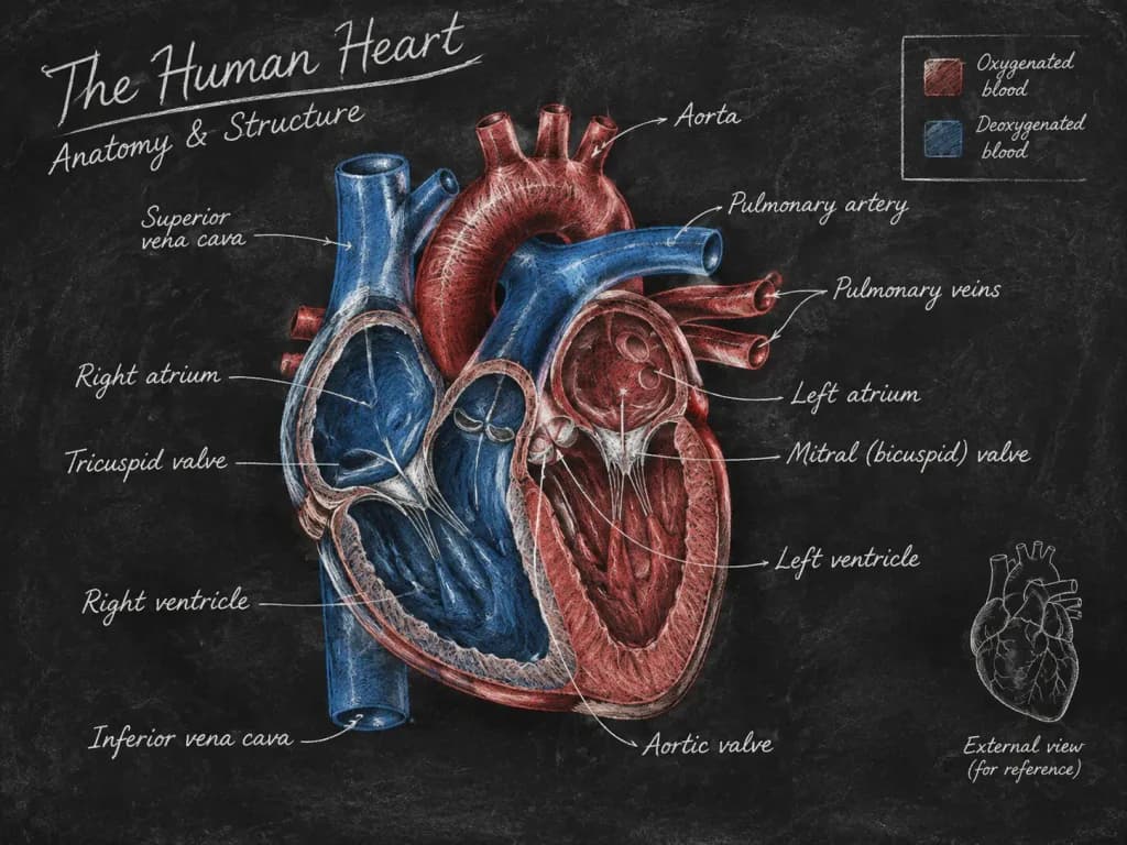 Vintage Chalkboard Heart Anatomy Illustration