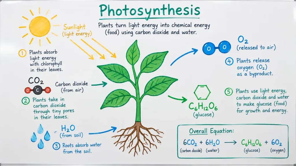 Classroom Whiteboard Photosynthesis Diagram