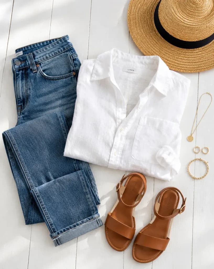 Minimalist Fashion Outfit Flat Lay