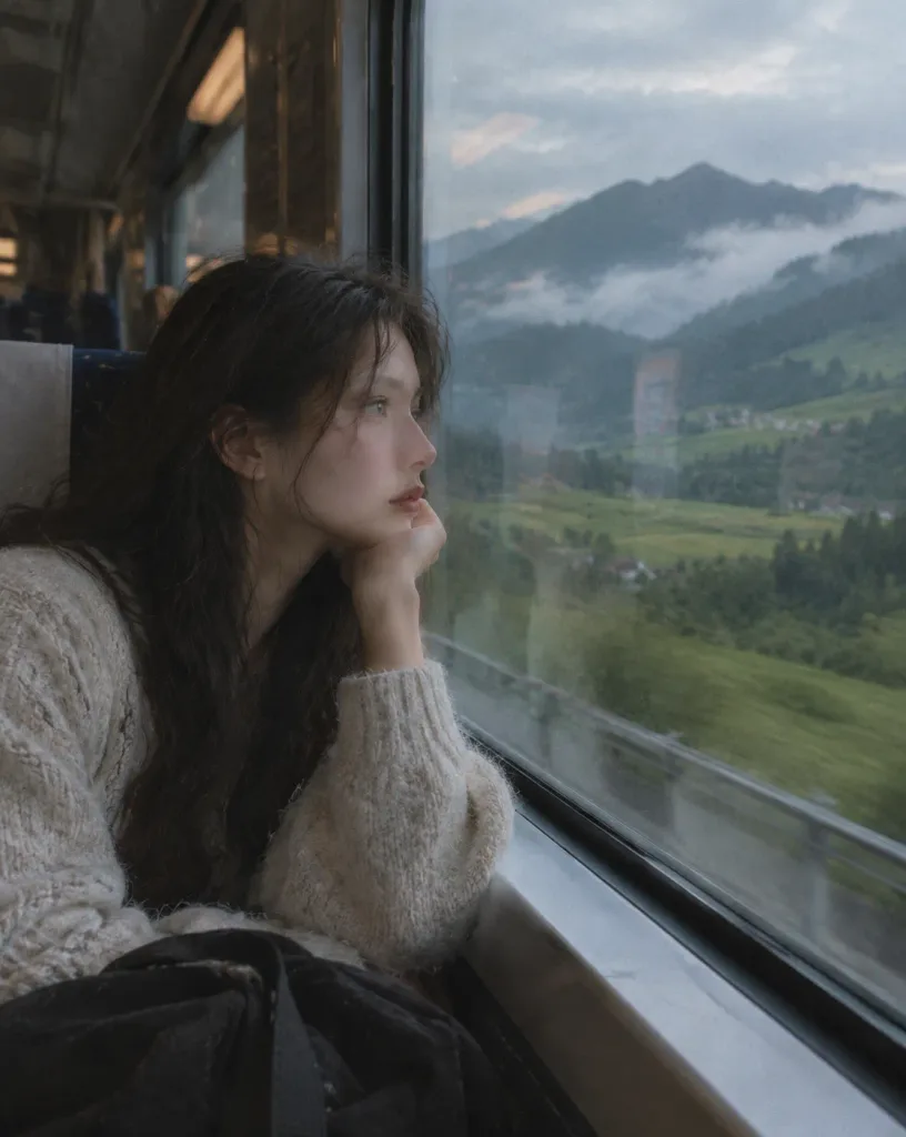 Solo Traveler by Train Window