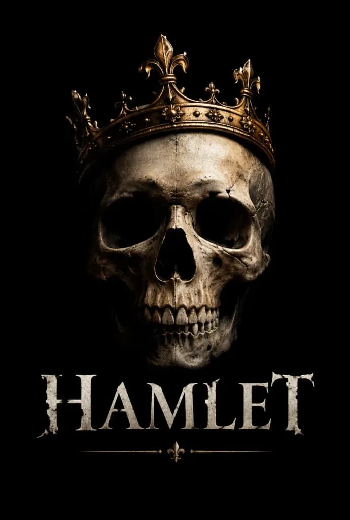 Minimalist Hamlet Crown Skull Theatre Poster