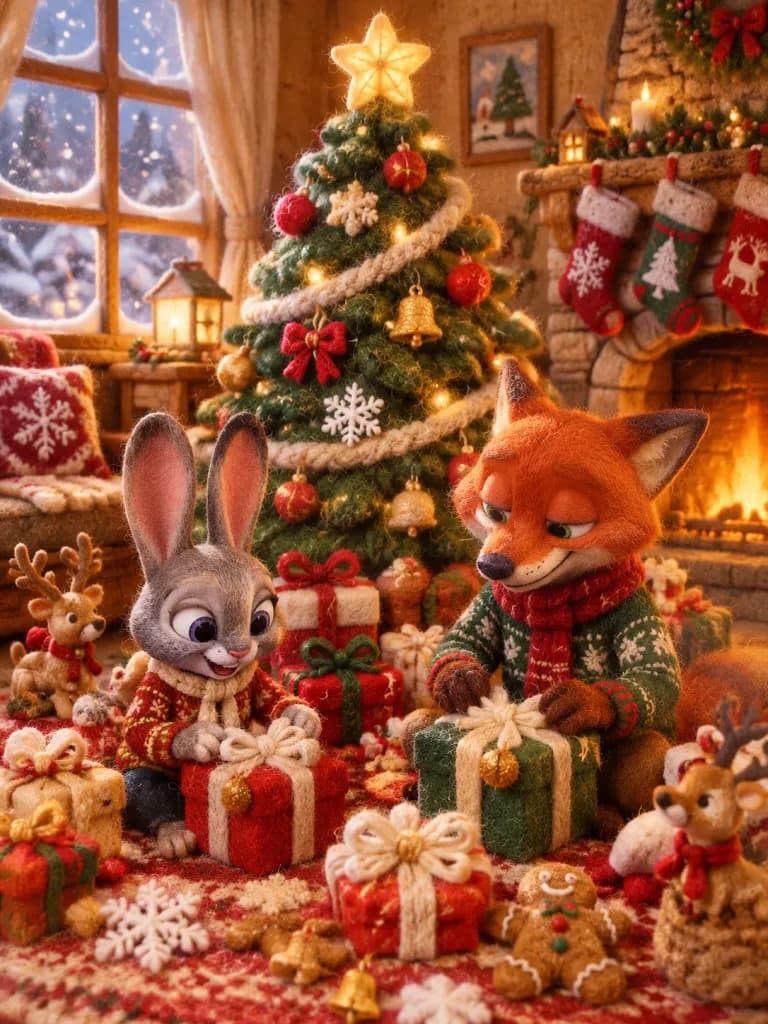 Poster Natalizio in Feltro di Judy e Nick