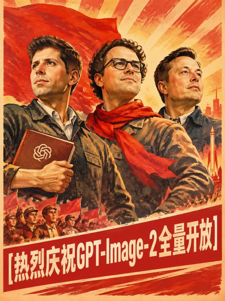 1980s Tech Figures Propaganda Poster