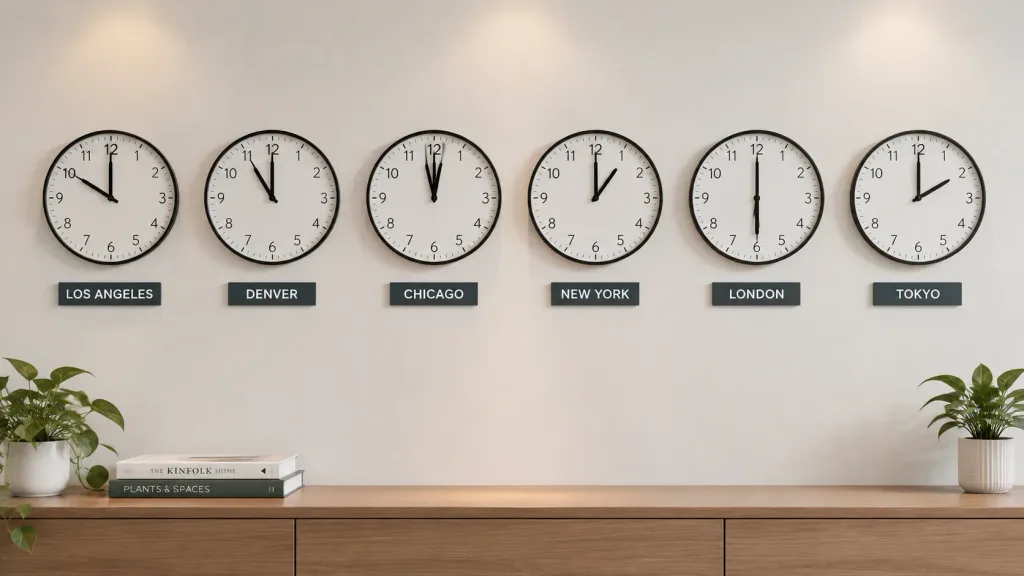 World Time Zone Clocks Wall