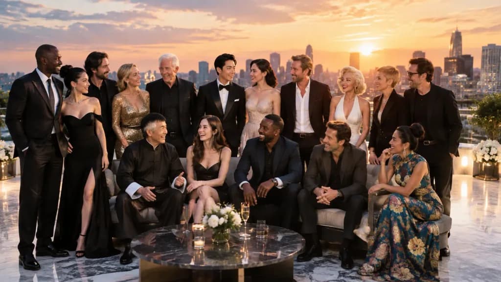 Celebrity Gathering on Luxury Rooftop