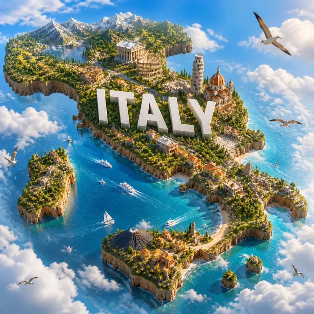 Floating Miniature Country Diorama Poster