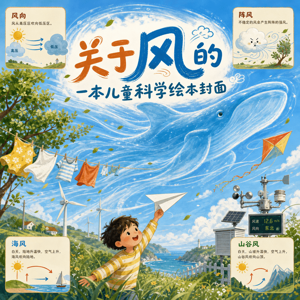 “关于风的一本儿童科学绘本封面”