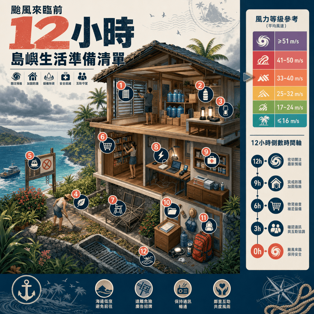 "Twelve hours preparation list before island typhoon"