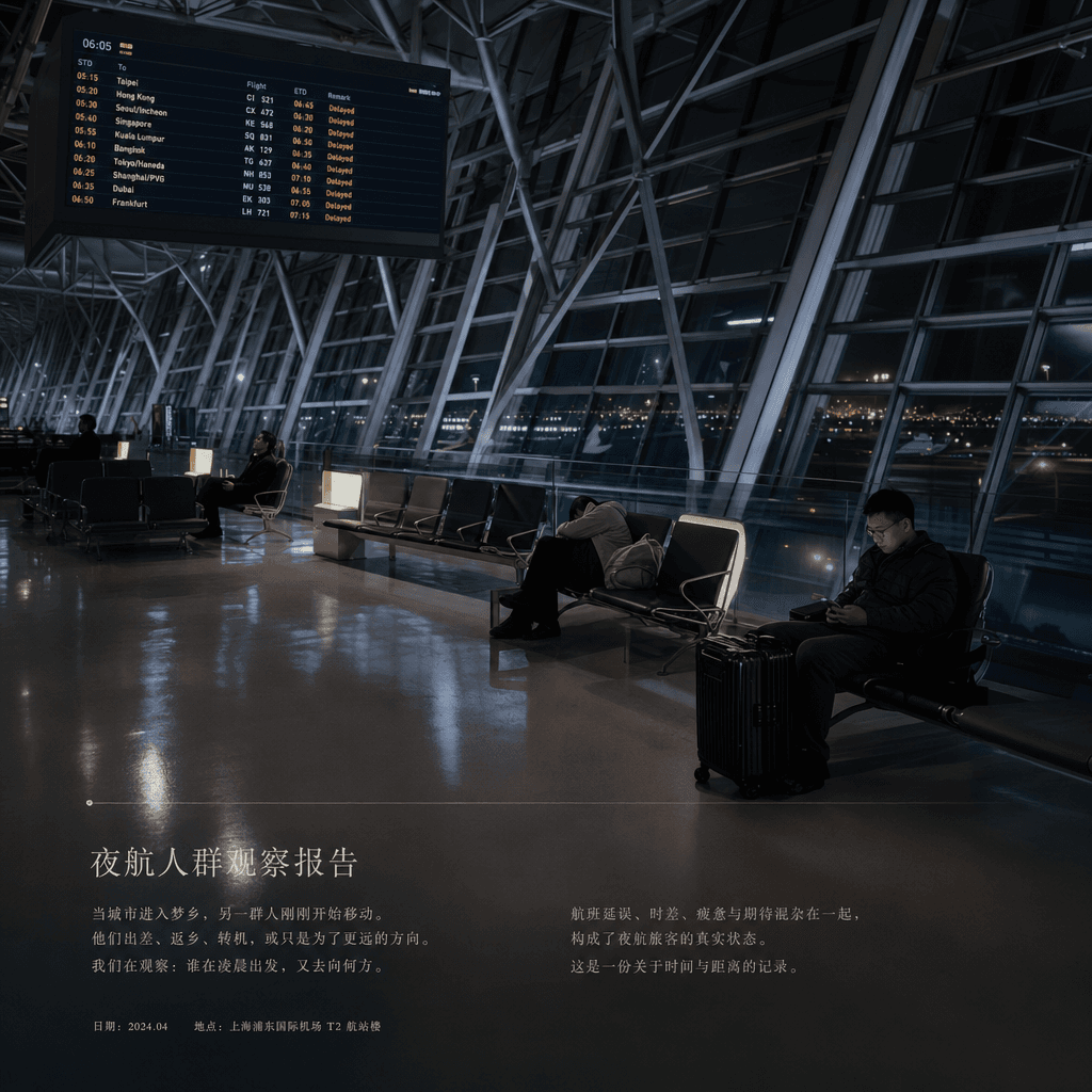 “Moments of silence at the airport in the early morning”