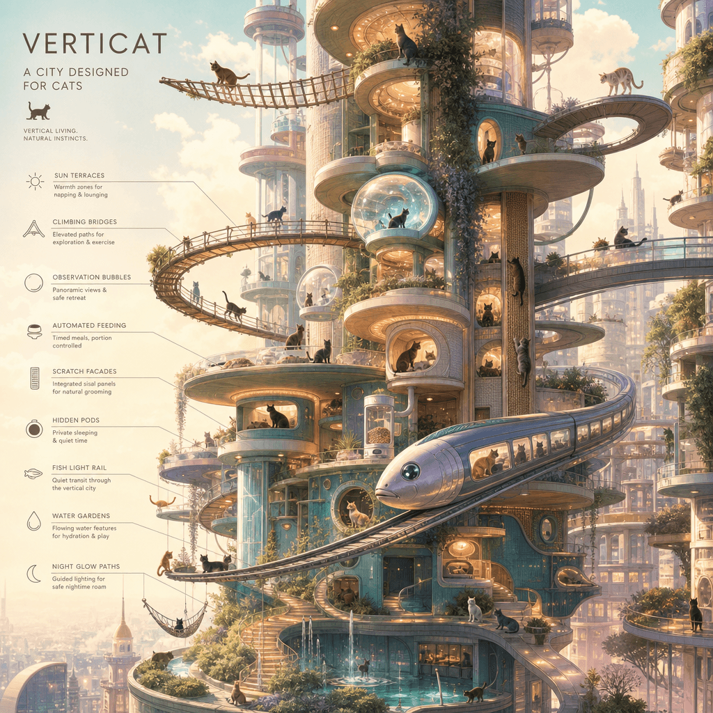 “A vertical city designed for cats”