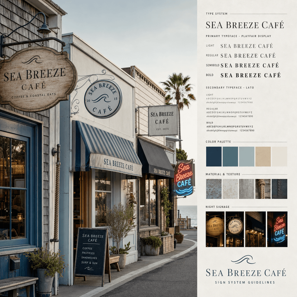 “Sea Breeze Cafe Signage System”