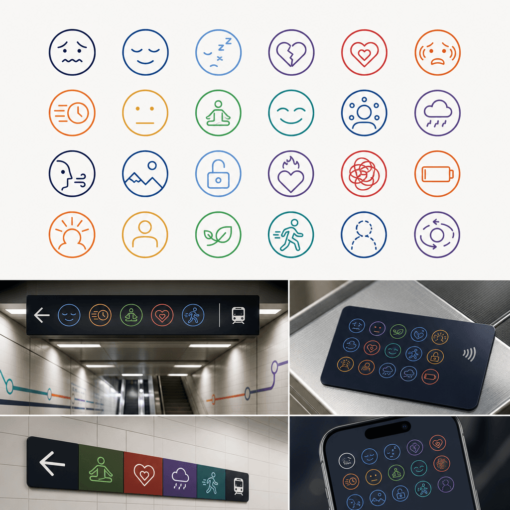"Made a set of subway station guide pictograms for emotions"