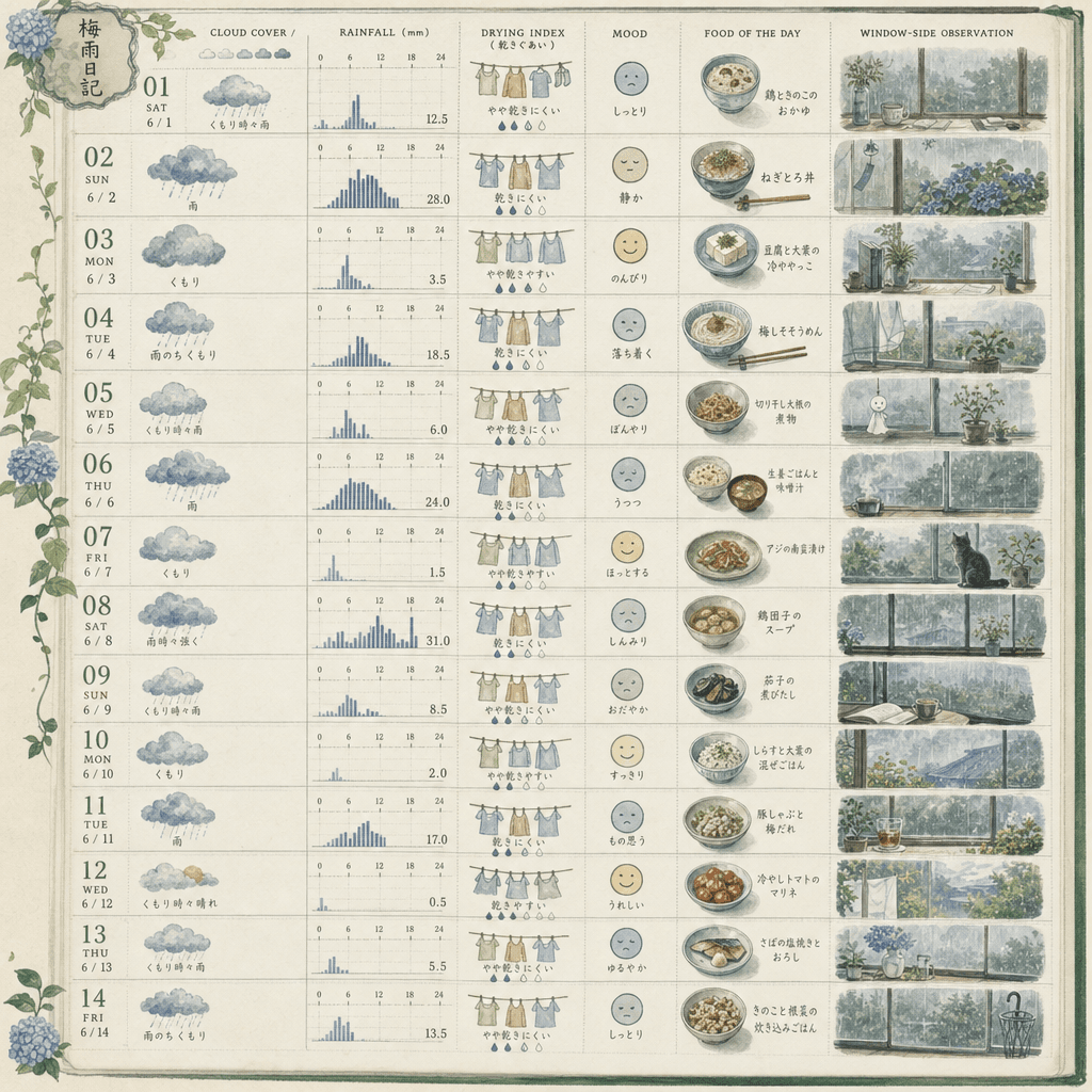 "Designing a visual weather diary for the rainy season"