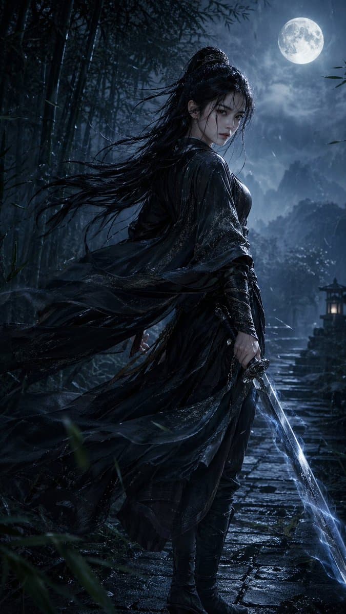 豎版武俠俠女肖像