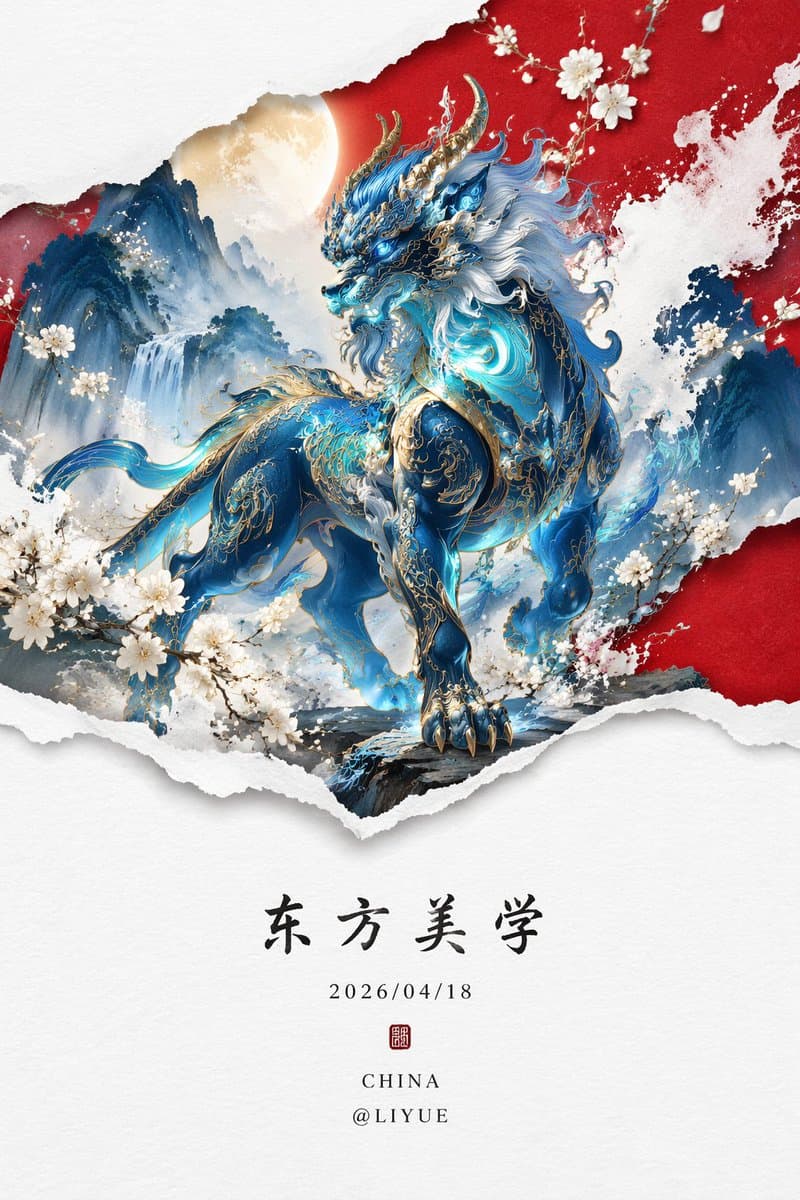 Qiongqi पूर्वी सौंदर्यशास्त्र पोस्टर
