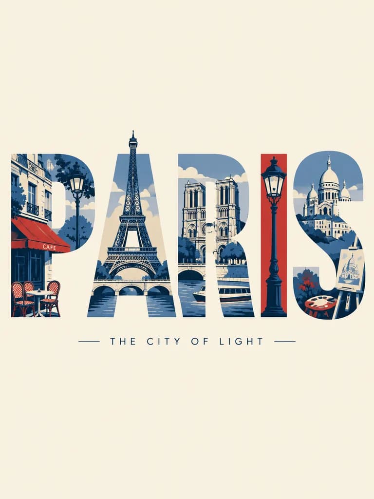City Landmark Typographic Travel Poster