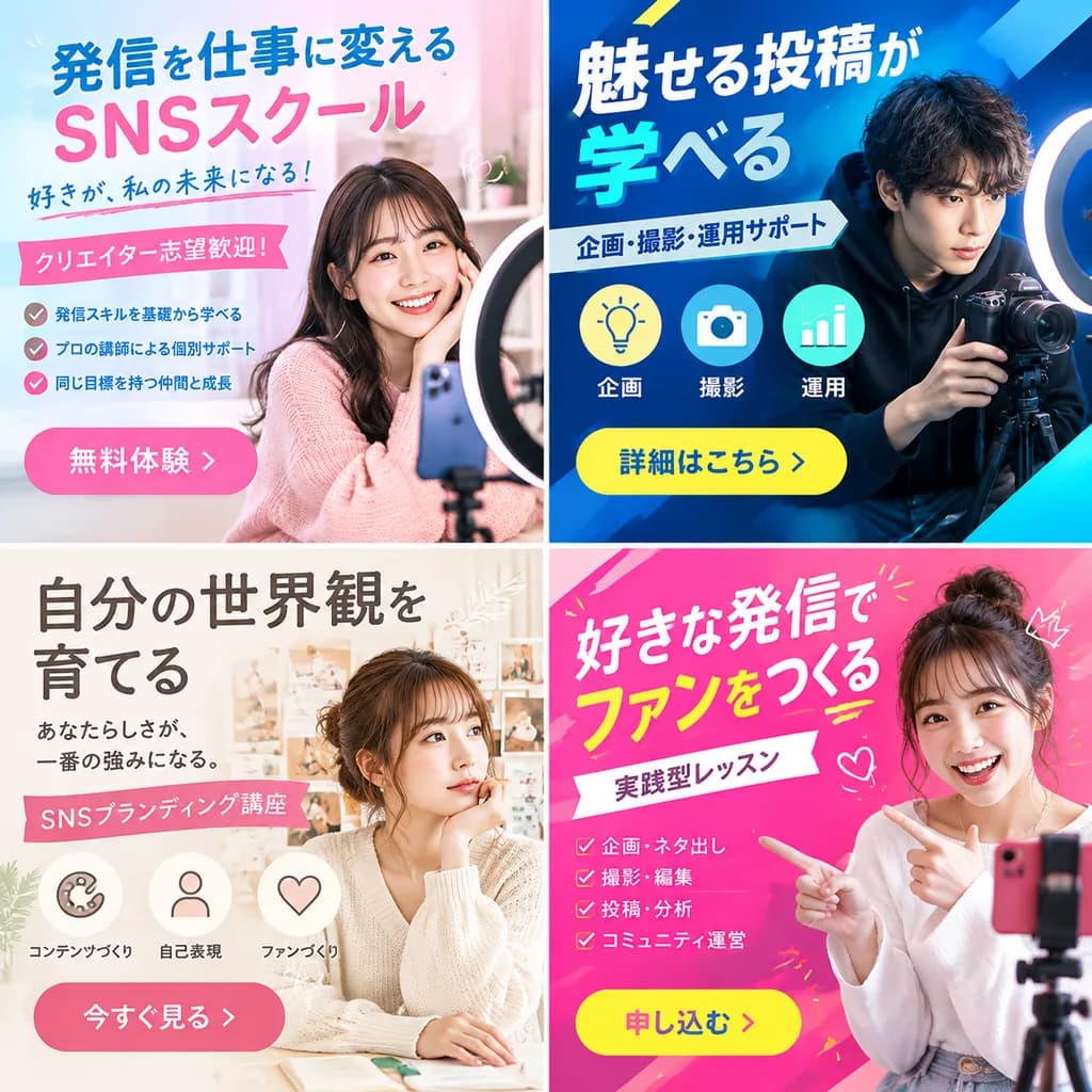 Social Media Course Banner Ads Grid