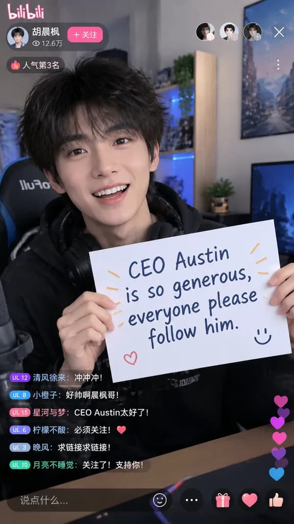 Bilibili Livestream Screenshot with Sign