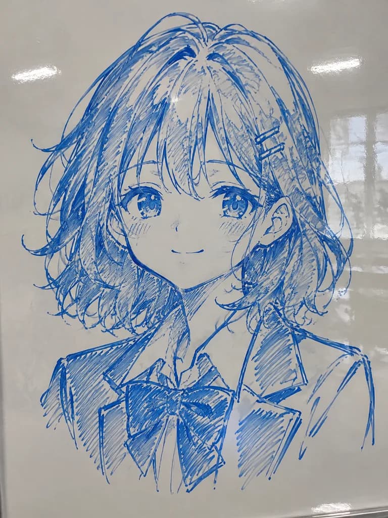 白板马克笔动漫肖像速写