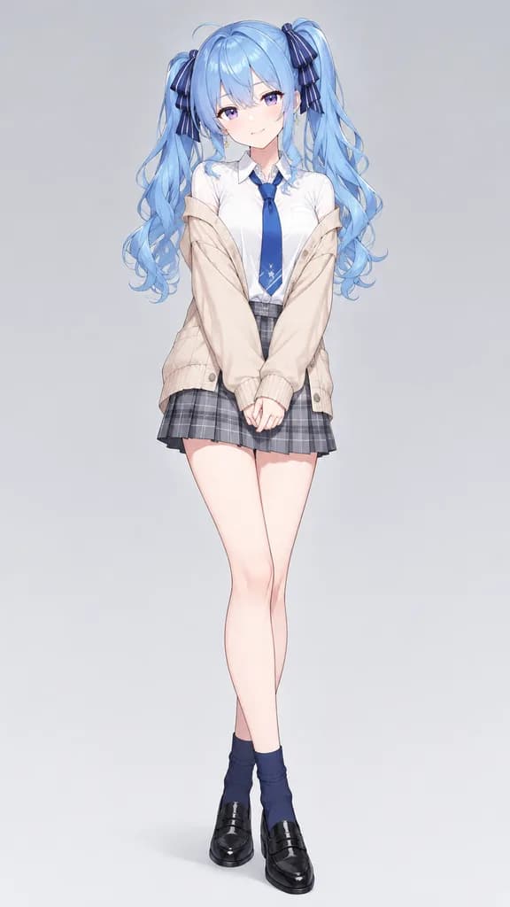 Anime Schoolgirl Full-Body Character Portrait
