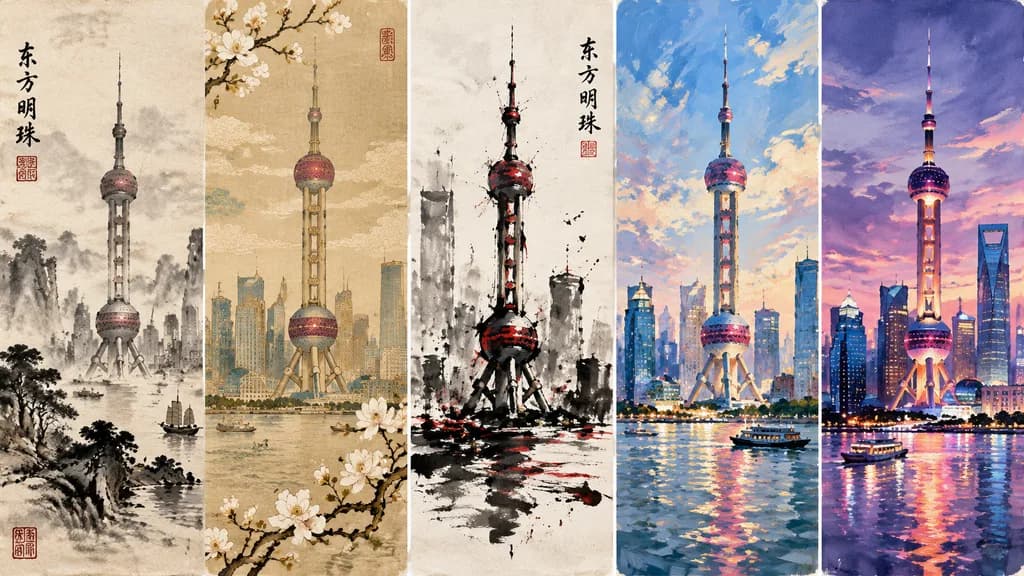 Landmark in Chinese Painter Styles