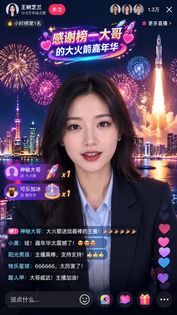 중국 라이브 스트리밍 로켓 축제 스크린샷
