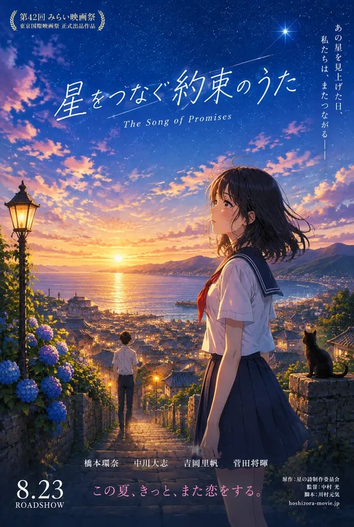 Anime Seaside Sunset Movie Poster