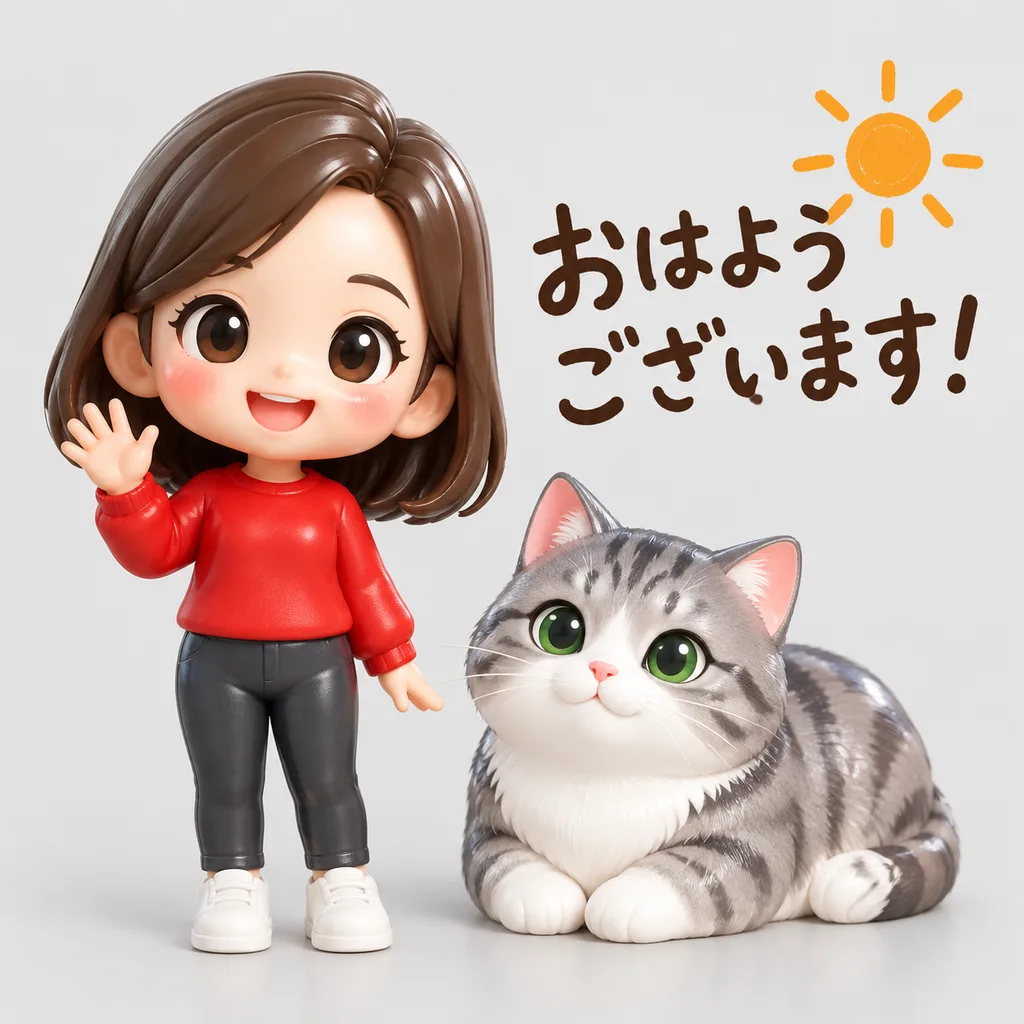3D Chibi Morning Greeting Sticker