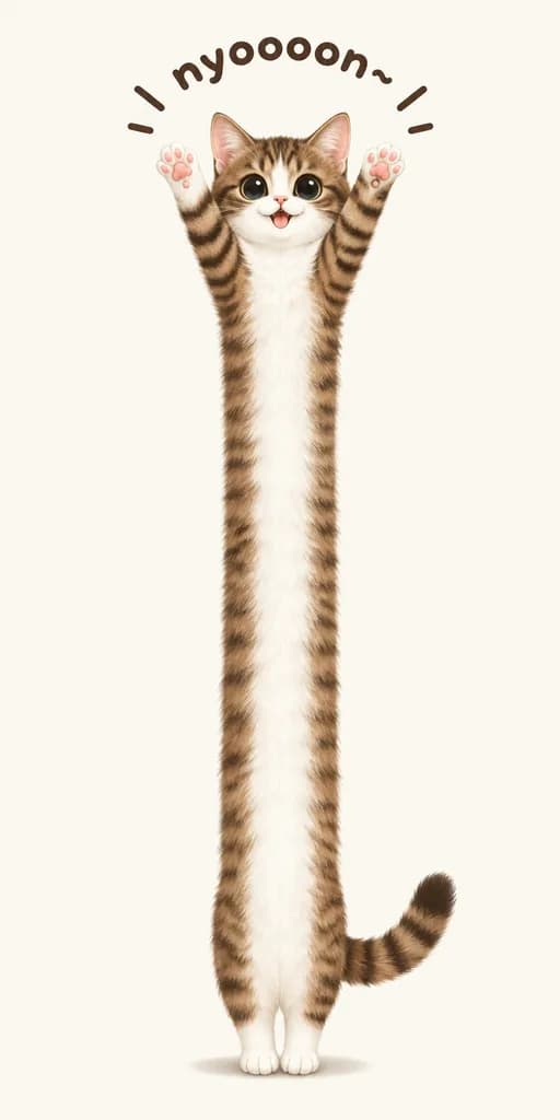 長すぎる伸び猫のイラスト