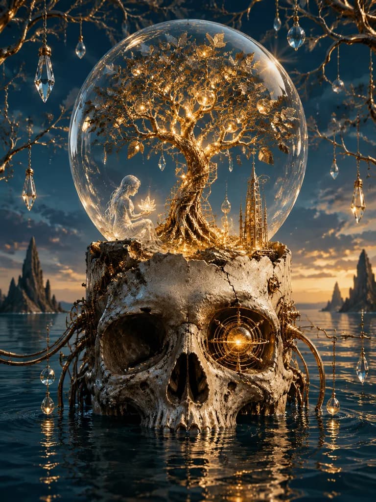 Surreal Skull and Tree of Consciousness