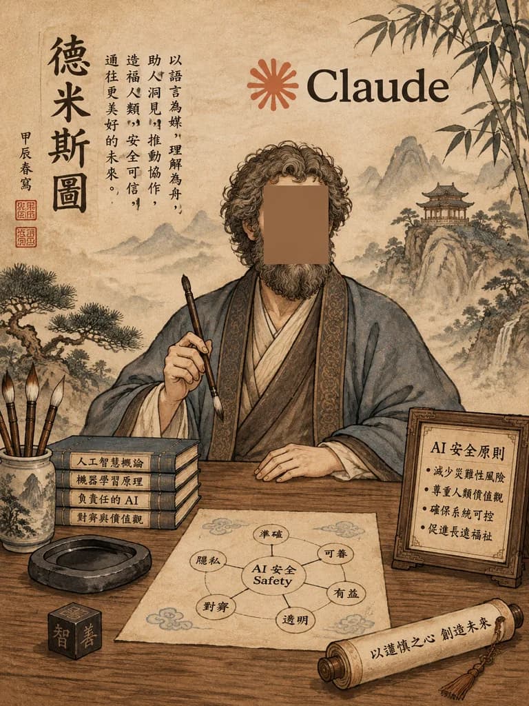 文人画風 AIセーフティポスター