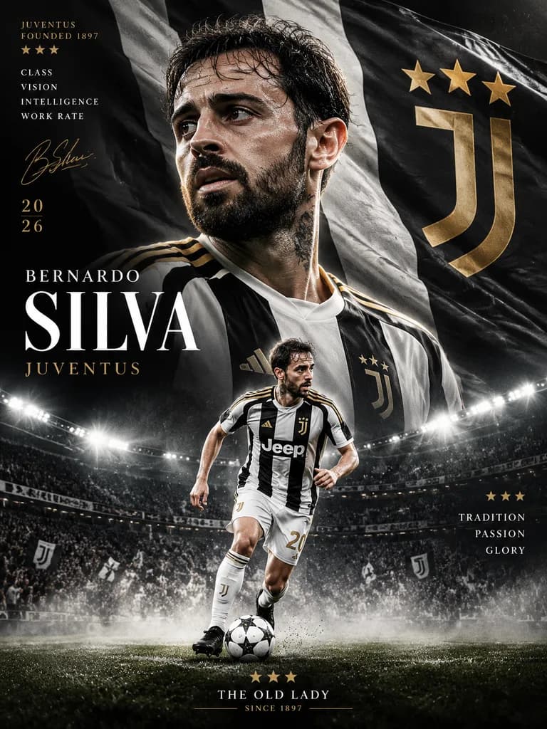 Juventus Black and Gold Athlete Poster
